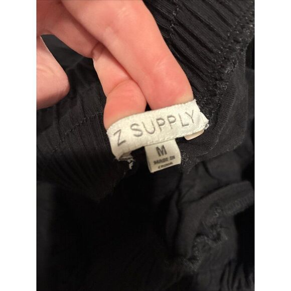 Z Supply Women’s Solid Black Wide Leg Sweat Harem Pants Medium - Picture 4 of 5